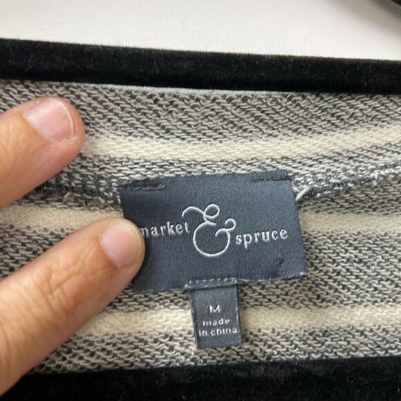 2/$30  Market & Spruce Medium Womens Gray Striped Kyle French Terry Dress - Picture 4 of 6
